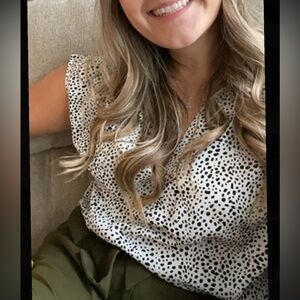 V Neck Dalmatian Print Top